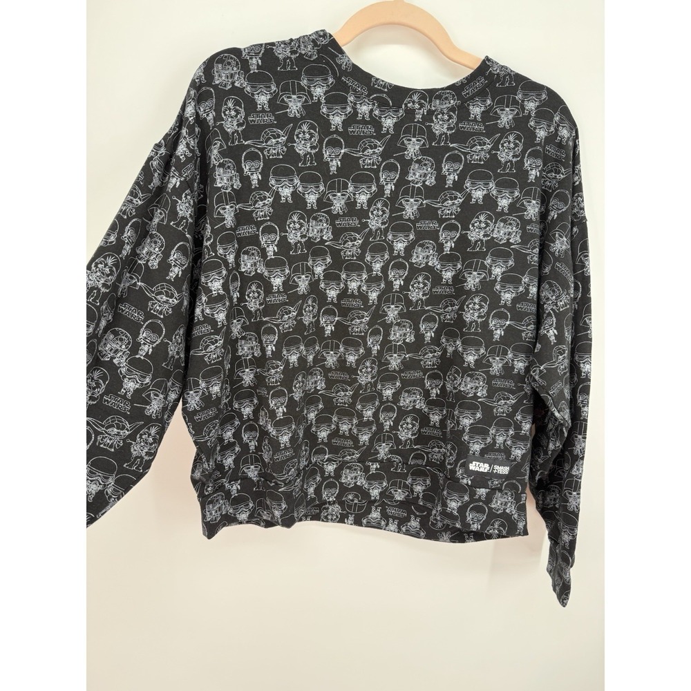 Smash Tess Star Wars Crewneck Sweatshirt All Over Print‎ Black Chibi Baby Yoda M